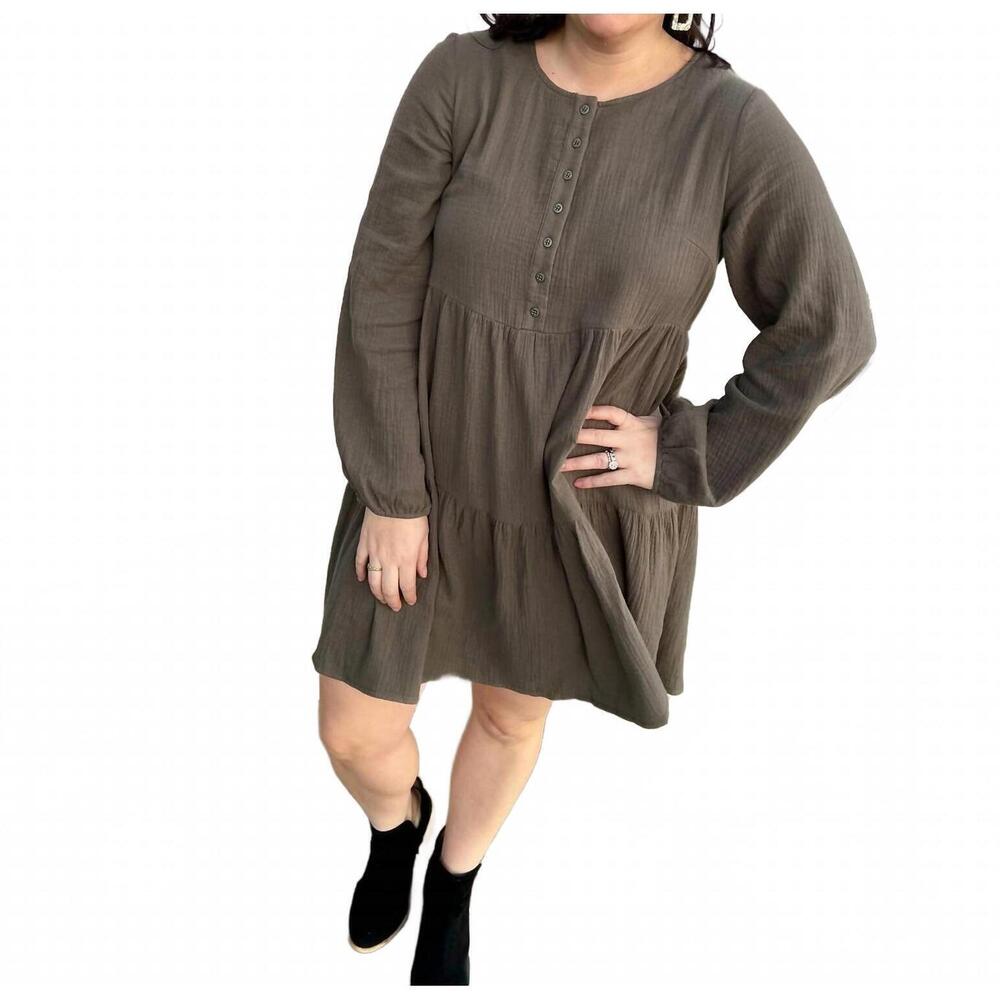 NEW COTTON BLEU oliver cotton gauze tiered dress in green